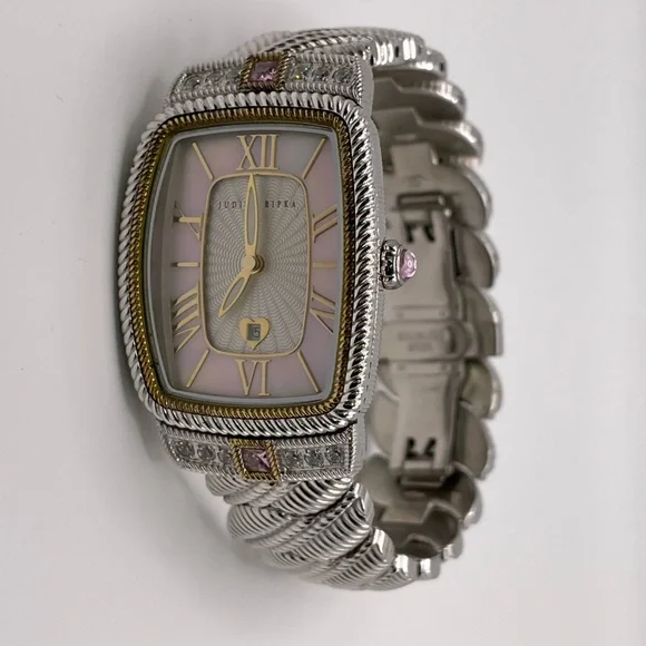 Judith Ripka Stainless Steel bracelet watch Judith Ripka Stain/Steel Silver Cushion Bracelet Watch 6-3/4  main image 3